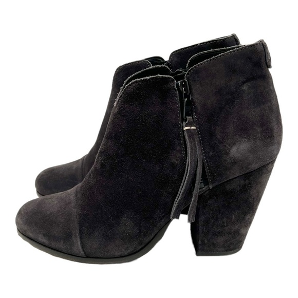 Rag & Bone Margot Gray Suede Tassel Heeled Booties - Picture 1 of 12